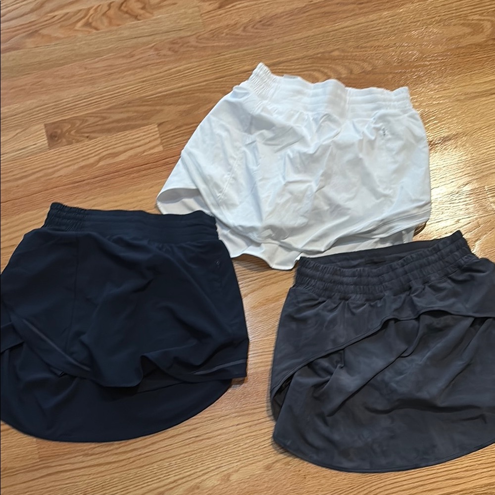 Set of Three Athletic Skorts - White, navy, and Gray tie dye